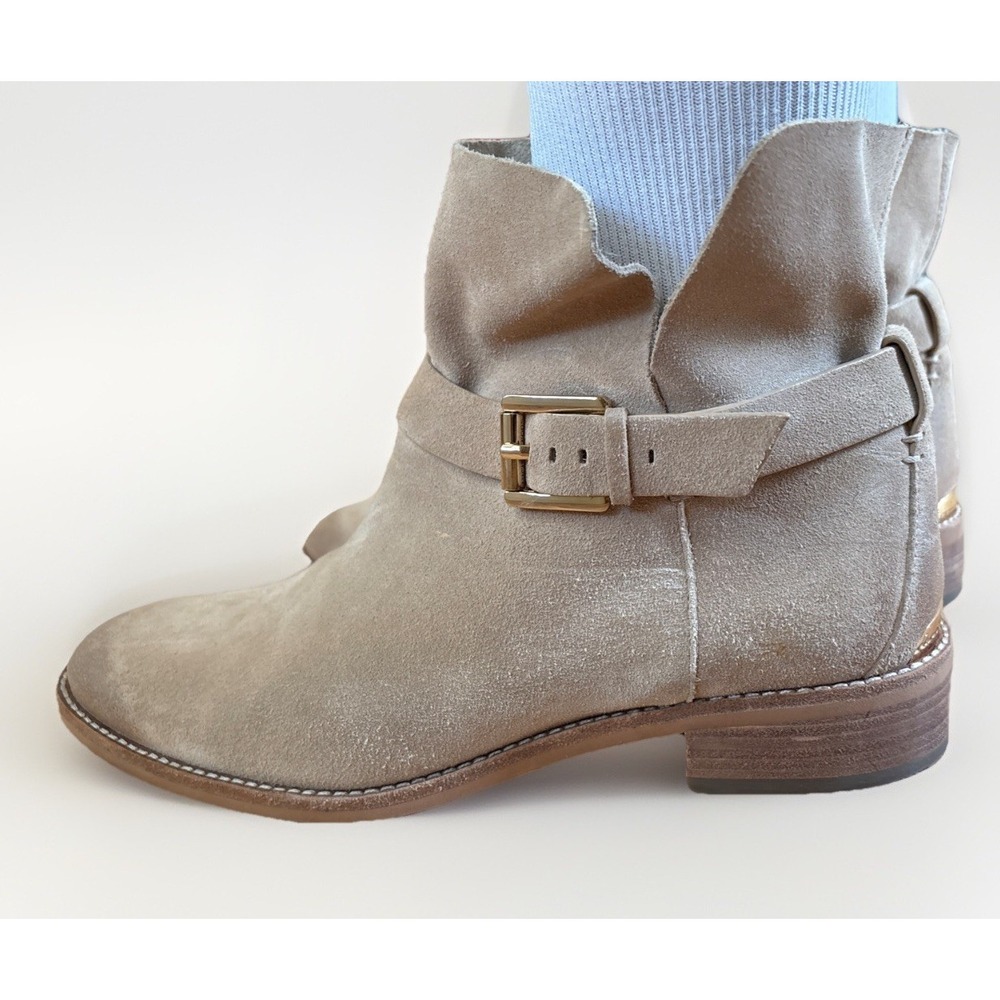 Michael Kors Taupe Suede Ankle Boots with Buckle - Picture 5 of 6